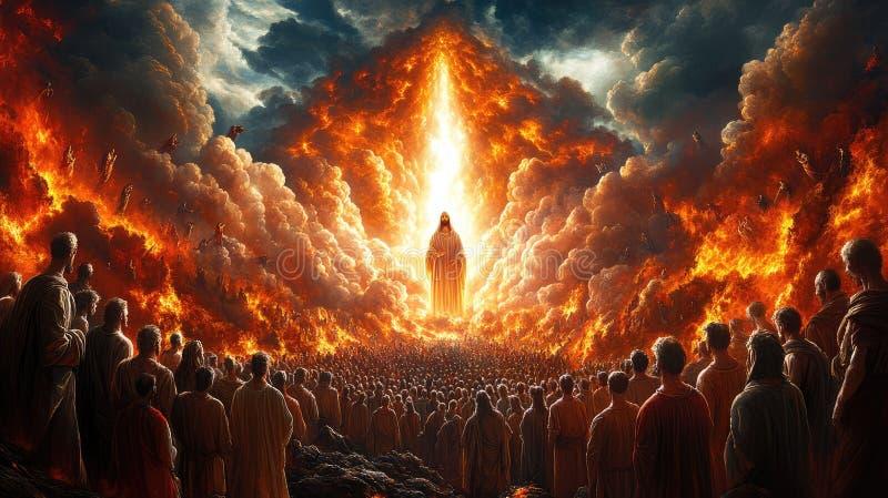 Second Coming Christ On Clouds Fire AI-generated image 2410598389 ...